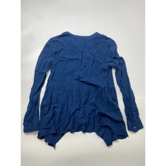 Maeve Anthropologie Womens Top Size 2 Blue Rayon V-Neck Long Sleeve Boho Solid - Picture 8 of 8